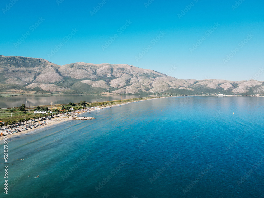 Obraz premium Adriatic sea coastline top view near Orikum, Albania