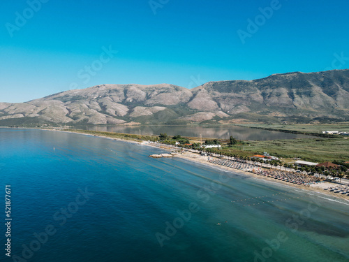Adriatic sea coastline top view near Orikum, Albania