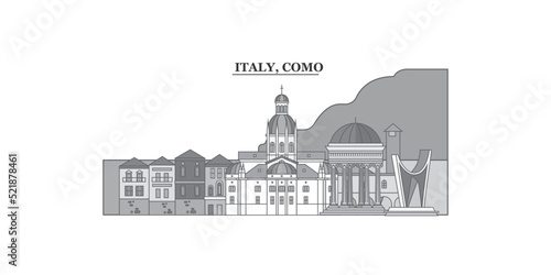 Italy, Como city skyline isolated vector illustration, icons