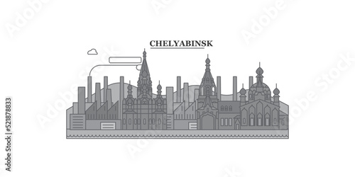 Russia, Chelyabinsk city skyline isolated vector illustration, icons photo