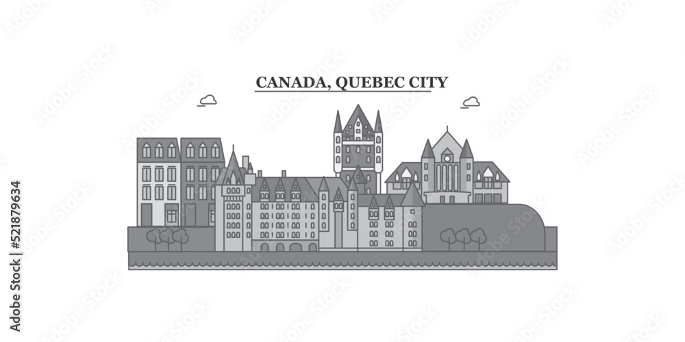 Canada, Quebec City city skyline isolated vector illustration, icons