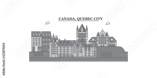 Obraz na płótnie Canada, Quebec City city skyline isolated vector illustration, icons w salonie