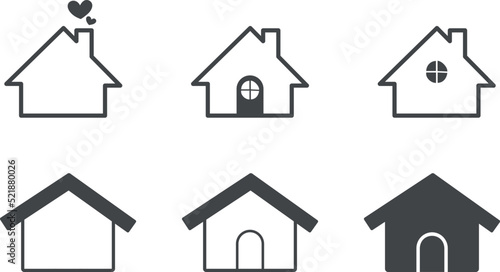 Cute minimalistic houses, icon set
