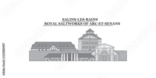 France, Salins-Les-Bains city skyline isolated vector illustration, icons photo