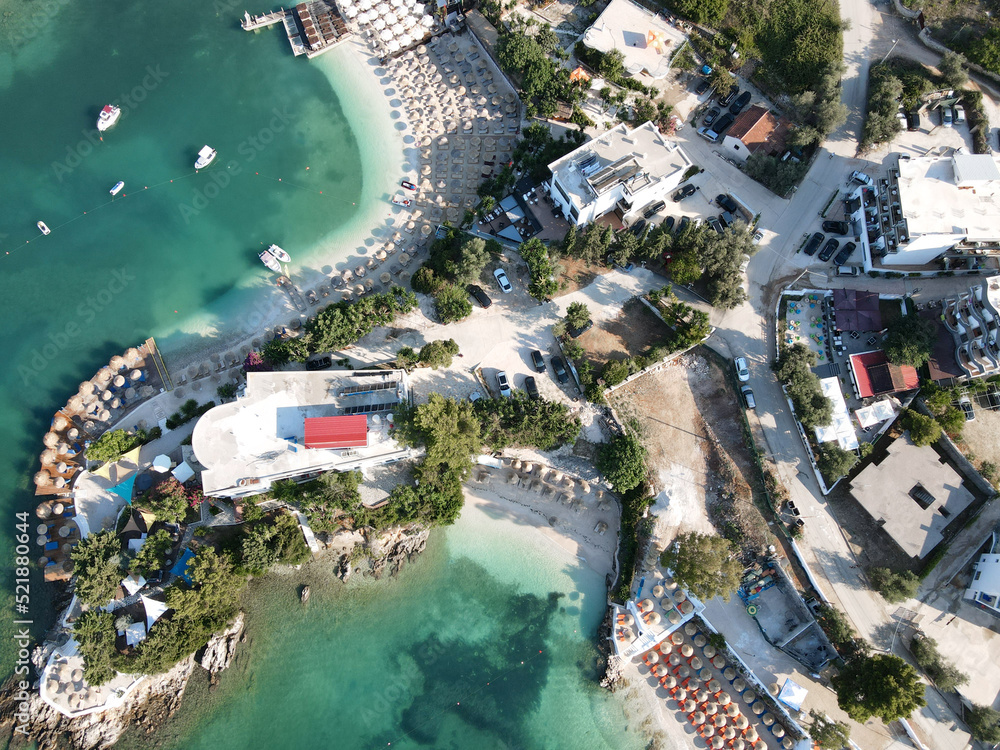 beach in Ksamil, a seaside village in southern Albania and part of the ...