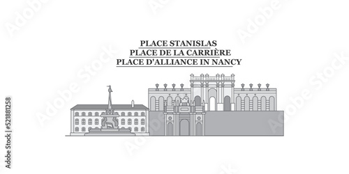 France, Nancy city skyline isolated vector illustration, icons