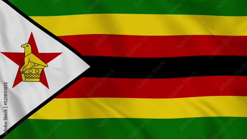 Republic of Zimbabwe realistic waving flag. smooth seamless loop 4k video Republic of Zimbabwe realistic waving flag. smooth seamless loop 4k video