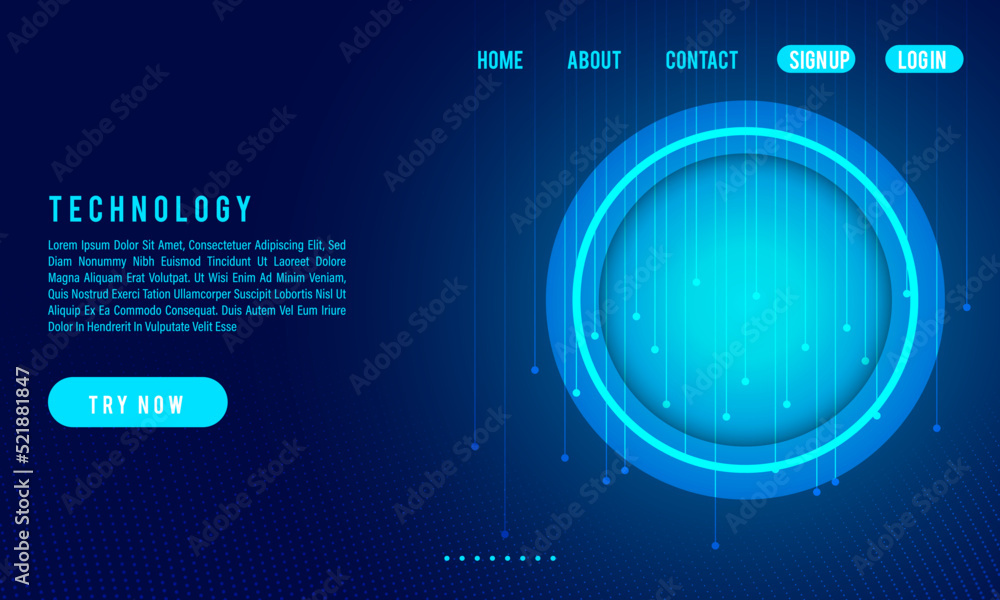 Blue technology concept background with circle and dotted elements for website Blue technology concept background with circle and dotted elements for website