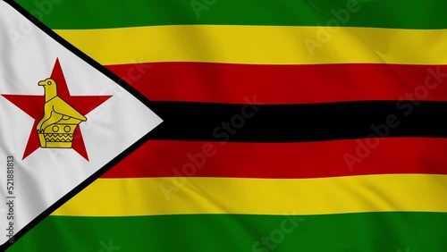 Republic of Zimbabwe realistic waving flag. smooth seamless loop 4k video photo