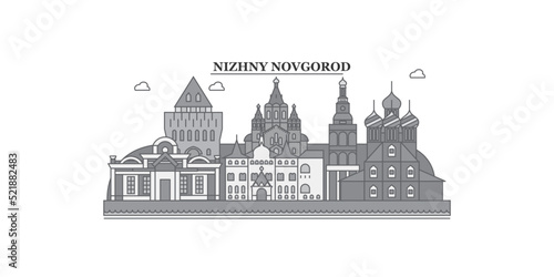 Russia, Nizhny Novgorod city skyline isolated vector illustration, icons