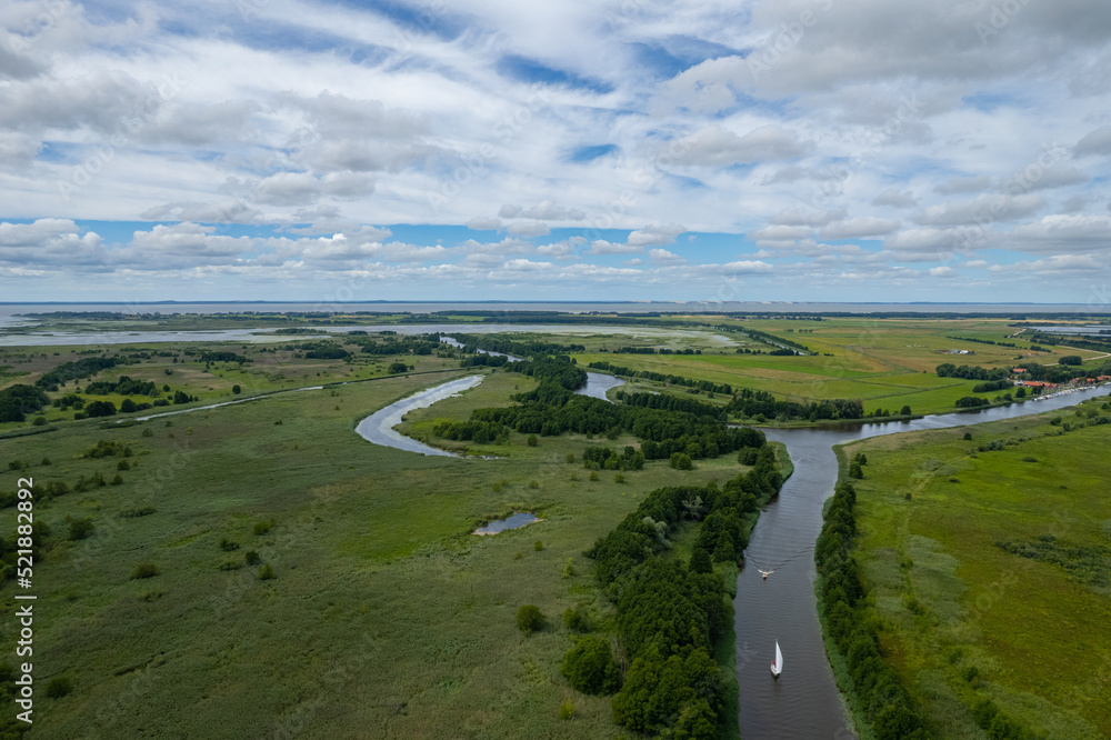 Naklejka premium Aerial summer beautiful view of The Aukštumala raised bog swamp, Lithuania