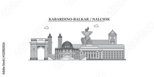 Russia, Nalchik city skyline isolated vector illustration, icons