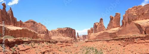 Panoramic view in Courthouse Towers in Arches National Park  Moab  USA