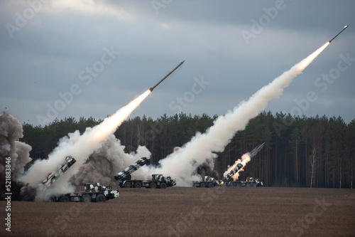 Fototapeta Launch of military missiles