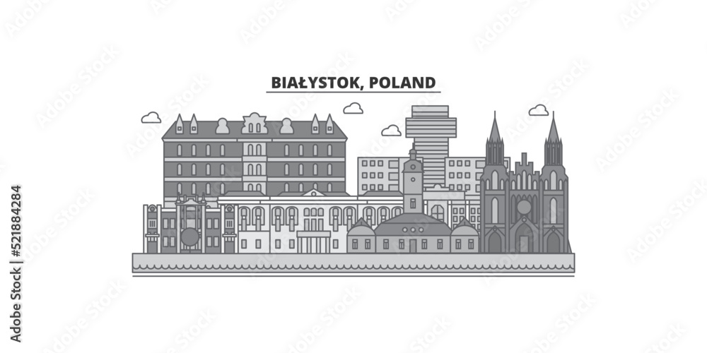 Poland, Bialystok city skyline isolated vector illustration, icons - obrazy, fototapety, plakaty 