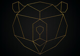 polygonal geometric bear face with golden effect