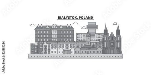 Poland, Bialystok city skyline isolated vector illustration, icons