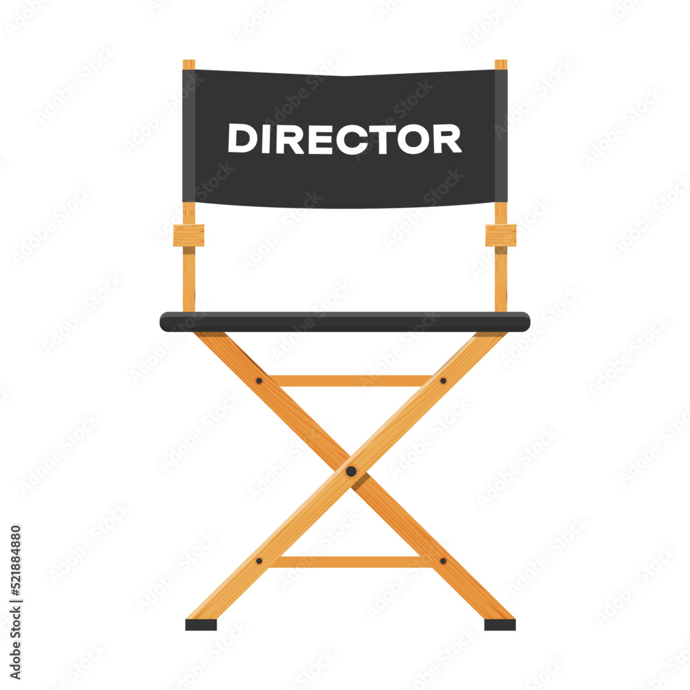 Director's chair. Vector illustration in a fashionable flat style, isolated on a white background. Director's chair. Vector illustration in a fashionable flat style, isolated on a white background.