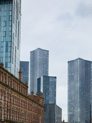 Fényképezés Modern skyscrapers= towers set against classical victorian buildings around Dean