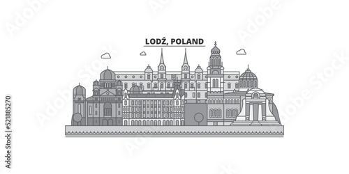 Poland, Lodz city skyline isolated vector illustration, icons photo