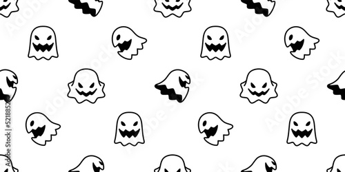 Ghost seamless pattern spooky Halloween vector scarf isolated tile background repeat wallpaper devil evil cartoon gift wrapping paper illustration doodle design