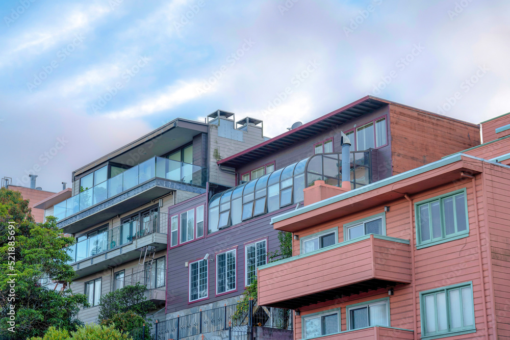 Multi-storey houses with balconies in San Francisco, California Multi-storey houses with balconies in San Francisco, California