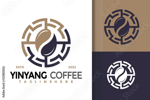 YinYang Coffee Shop Logo Design, brand identity logos vector, modern logo, Logo Designs Vector Illustration Template