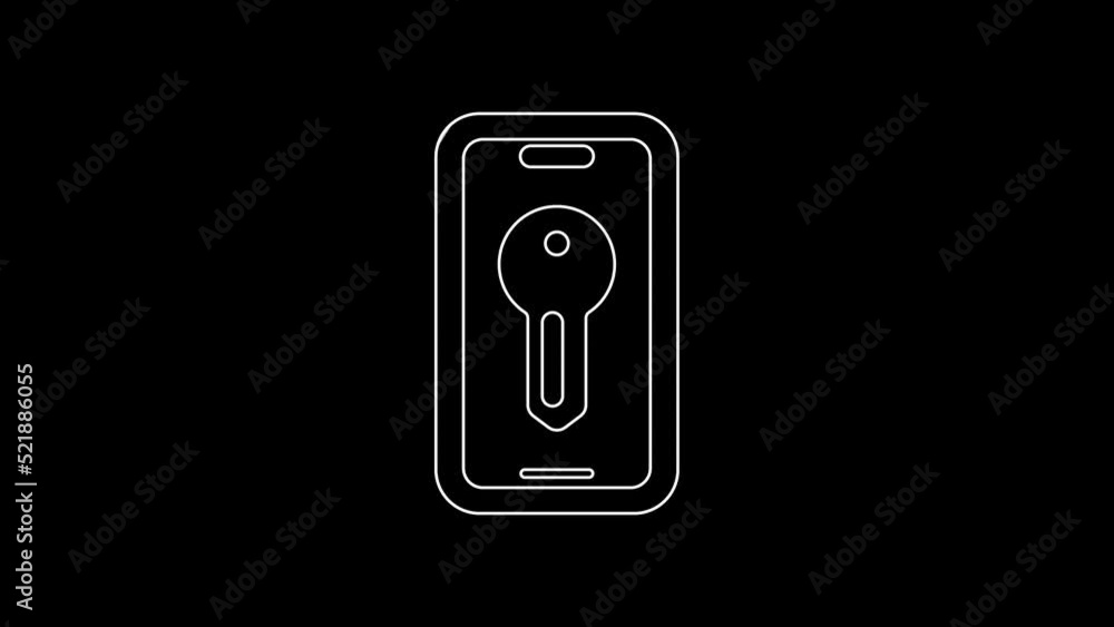White line Smart key icon isolated on black background. 4K Video motion graphic animation White line Smart key icon isolated on black background. 4K Video motion graphic animation