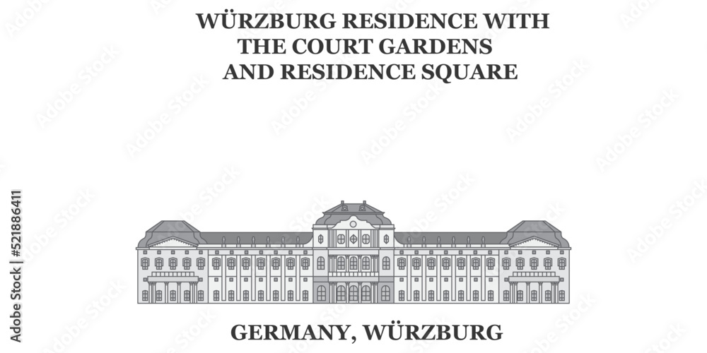 Germany, Wurzburg city skyline isolated vector illustration, icons