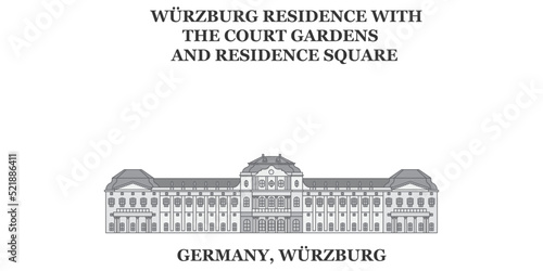 Obraz na płótnie Germany, Wurzburg city skyline isolated vector illustration, icons w salonie