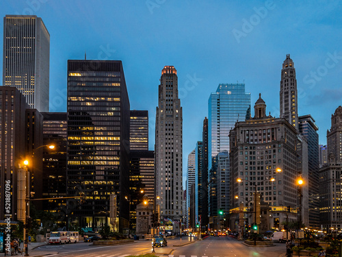 Evening view of Chicago Skyline