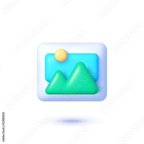 Photo download in 3d style. Image 3d render vector