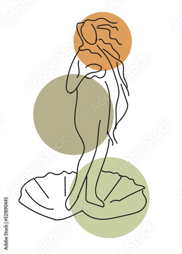 Abstract hand drawing vector with geometric shapes and stripes inspired by the Venus painting