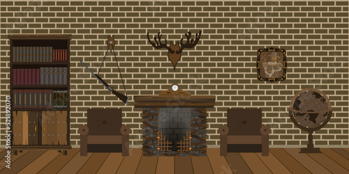 cozy living room interior with fireplace