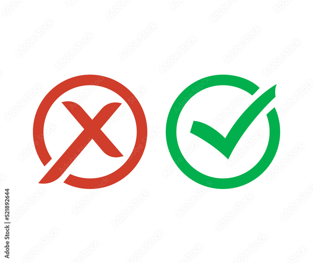 Right And Wrong Mark logo Vector Illustration. Right And Wrong Mark logo Vector Illustration.