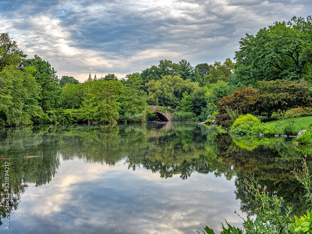Gapstow Bridge in Central Park, summer,morning Gapstow Bridge in Central Park, summer,morning