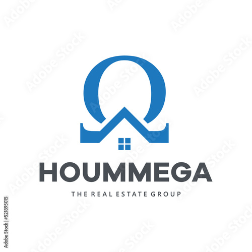 Logo Stock Vector Graphics Omega Symbol Logo Illustration for real estate business company