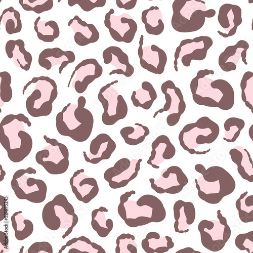Stylish seamless vector pattern with leopard spots. Cute hand drawn animal skin texture. Abstract wildlife background for wrapping paper, packaging, gift, fabric, wallpaper, textile, apparel.