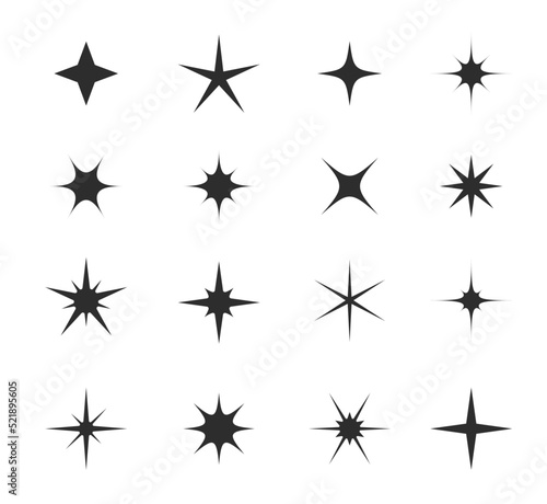 Sparkle  star burst and twinkle icons. Shine  glitter  flash or flare vector light effects of bright stars with glowing rays and sparks. Isolated signs of magic twinkles  starburst explosion  firework