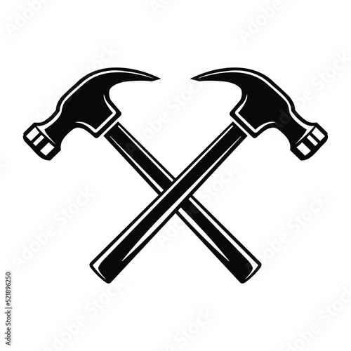 Slika na platnu Crossed hammers vector illustration, claw hammer logo, carpenter symbol
