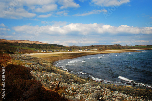 The beach at the tiny remote settlement of Claonaig, on the Kintyre Peninsula, Scotland