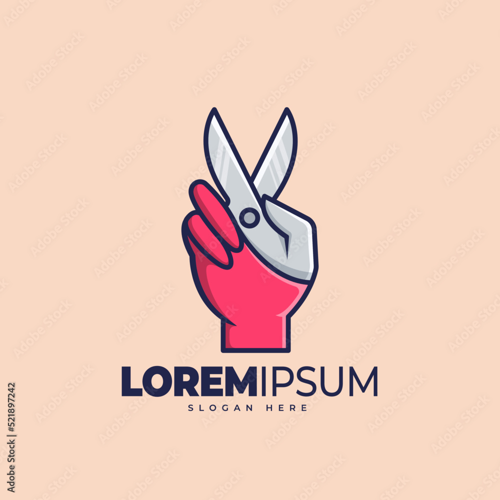 Fototapeta premium Hand scissor logo template