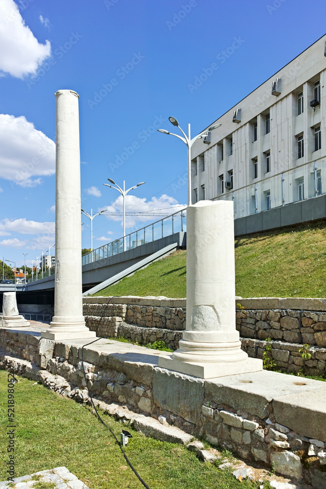 Ruins of ancient Philippopolis in city of Plovdiv, Bulgaria