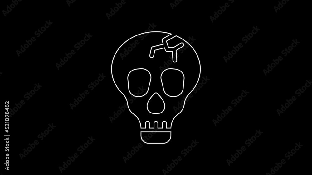 White line Skull icon isolated on black background. Happy Halloween party. 4K Video motion graphic animation White line Skull icon isolated on black background. Happy Halloween party. 4K Video motion graphic animation