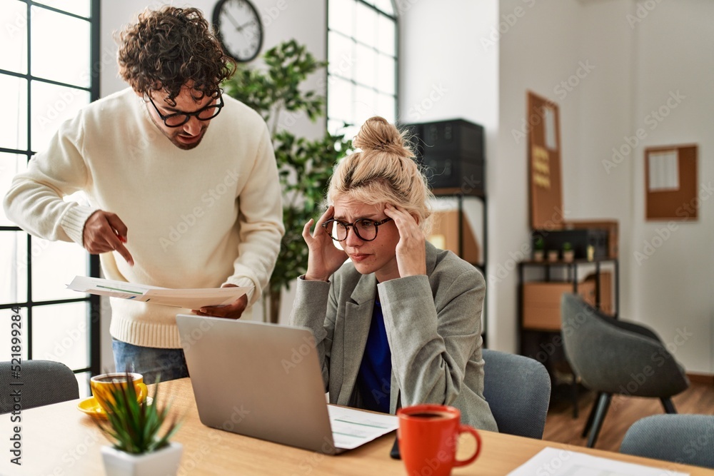 Businesswoman overworked and stressed of her boss at the office. Businesswoman overworked and stressed of her boss at the office.
