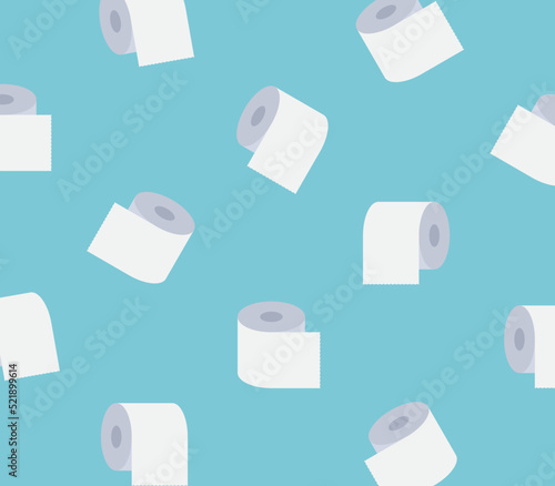 Roll of toilet paper seamless pattern and healthy paper roll concept flat vector illustration.