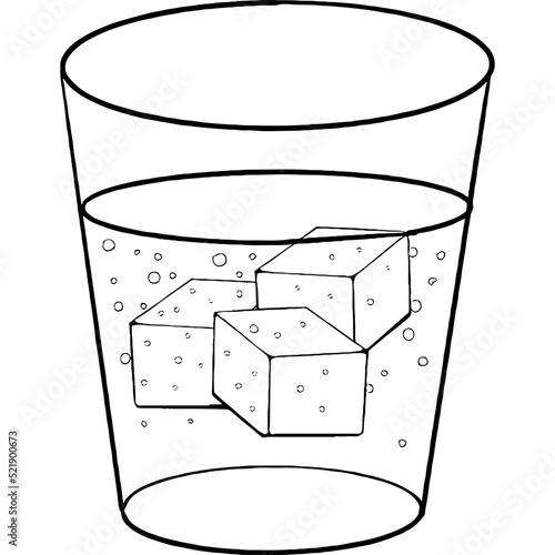 Glass of carbonated drink with ice