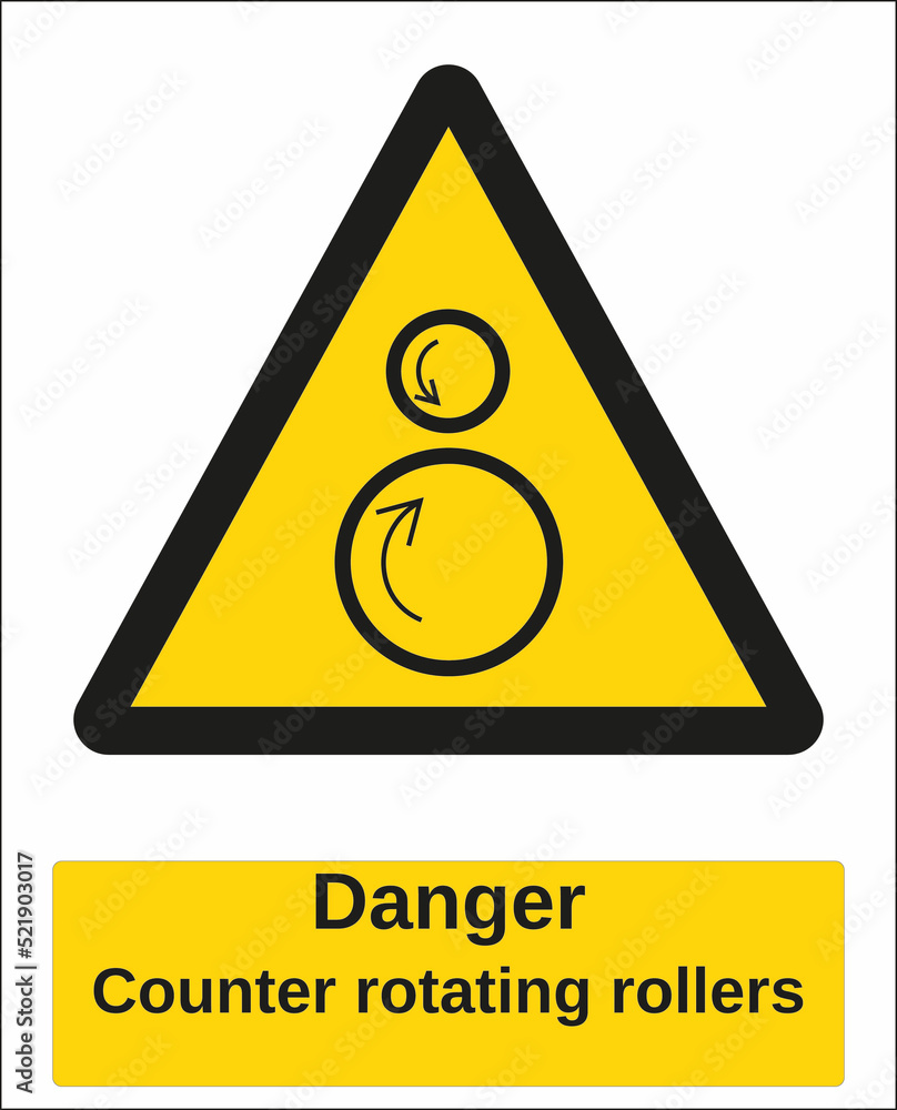 hazard warning sign counter rotating roller hazard warning sign counter rotating roller
