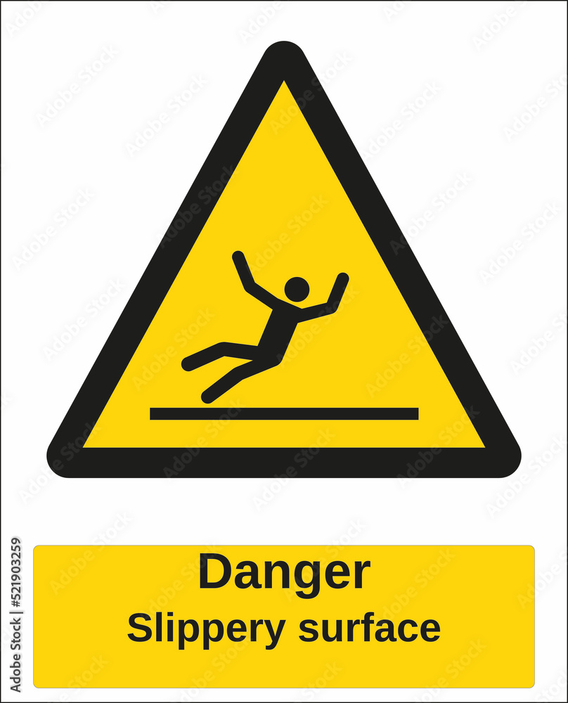 hazard warning sign slippery surface hazard warning sign slippery surface