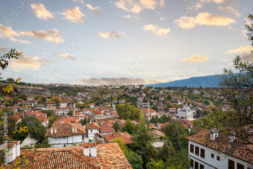 Safranbolu old town view with sunset sky in Turkey. Safranbolu old town is UNESCO world heritage site 